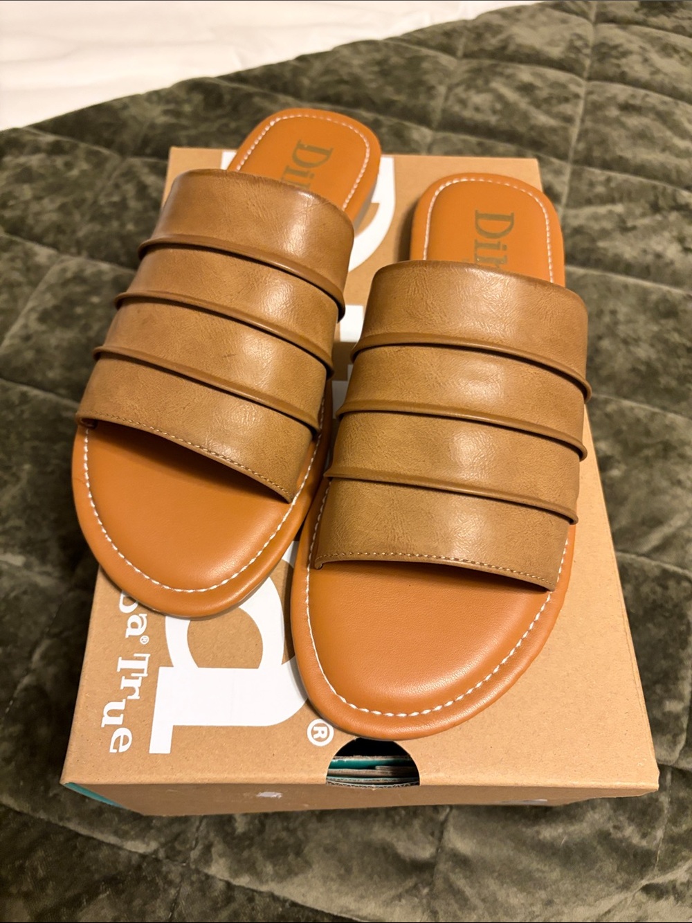 Diba Tan Layered Strap Slide Sandals